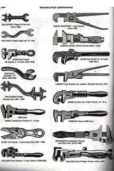 an old black and white poster shows different tools