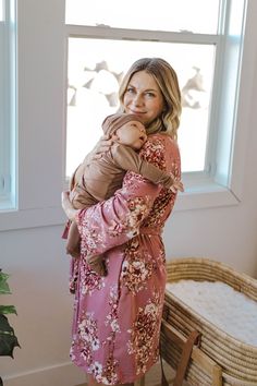 Mama Robe - Cherry Blossom - LITTLEMISSDESSA Beautiful Cross, Baby Gown, Feminine Energy, Divine Feminine, Matching Items, Lifestyle Brands, Cherry Blossom, Knit Jersey, White Stripe