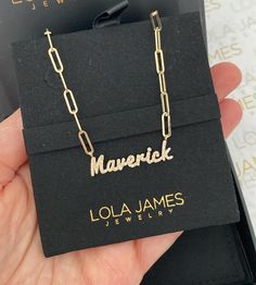 Add a diamond name or word of your choice to this gorgeous paper clip chain. BLOCK FONT IS ONLY AVAILABLE IN ALL UPPERCASE SCRIPT FONT - first letter can be uppercase or lowercase. The rest of the name will always be all lowercase. Available in 14K Yellow, White or Rose Gold Diamond Stones Script or Block Font Script font height: approx. 5mm - 7mm Block font height: approx. 5mm Length depends on the number of letters. Up to 10 characters only. Price is based on the number of letters selected FIN Paperclip Chain Jewelry For Mother's Day Anniversary, Luxury Paperclip Chain Bracelet Gift, Luxury Paperclip Bracelet For Gifts, Anniversary Necklace With Paperclip Chain, Personalized Paperclip Jewelry For Gifts, Minimalist Personalized Paperclip Jewelry, Diamond Name Necklace, Block Fonts, Block Font