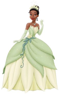 the princess and the frog is dressed in green