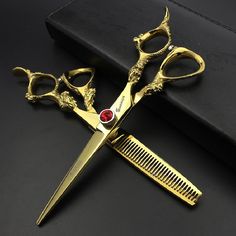 6 inch Personalized hairdressing scissors hair stylist special hairdressing scissors golden hairdcut scissors set Hair Dressers, Scissors Barber, Thinning Shears, Thinning Scissors, Hair Brained, Hair Styler