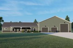 this is an artist's rendering of a two - story barn with garages