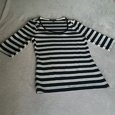 Tee Shirt, Never Used, Half Sleeved, Little Snag But Not Noticeable, . Black And White Crew Neck Tops For Spring, Fitted Cotton Tops In Black And White, Casual Black And White Cotton Top, Black And White Short Sleeve Top For Spring, Wardrobe Pieces, Dream Wardrobe, Half Sleeves, Style Me, Tee Shirt