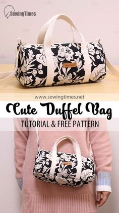 the cute duffel bag sewing pattern is easy to sew and can be used as a purse