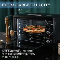 an extra large capacity pizza baking in the oven