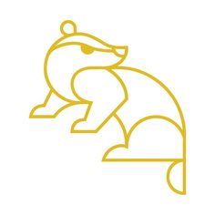 a yellow line drawing of a rat on a white background