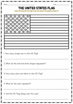 the united states flag worksheet is shown in this printable activity for kids