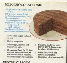 an advertisement for a cake with chocolate frosting on the side and instructions to make it