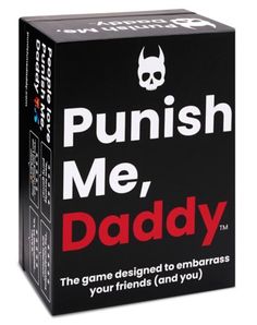 the game box for punch me daddy is black with red lettering and a skull on it