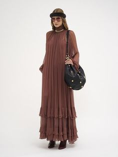 Chic Chiffon Gown With Ruffles, Pre-draped Maxi Cocktail Dress, Silk Maxi Dress With Pre-draped Style, Pre-draped Silk Maxi Dress, Flowy Silk Pre-draped Maxi Dress, Dressy Silk Maxi Dress For Gala, Pre-draped Chiffon Maxi Dress For Gala, Pre-draped Chiffon Gala Dresses, Silk Chiffon Ruffled Dress For Gala