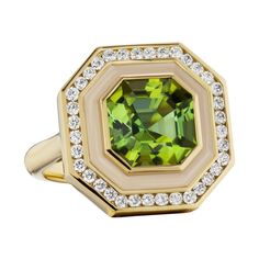 Contemporary Art Deco, Gold Cocktail Ring, Gold Cocktail, Asscher Cut, Tourmaline Ring