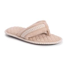 Pamper your feet by picking up a pair of our MUK LUKS® Darlene Micro Chenille Thong Slippers. The memory foam insole will give your feet the soft and added comfort they deserve. The design allows for added flexibility and still having the slip on convenience. Available in Small (5-6), Medium (7-8), and Large (9-10) and multiple color options. Wipe with damp cloth. Do not bleach. Dry flat. Imported. Honey Wheat, Toes Designs, Slipper Socks, Slipper Shoes, Multiple Color, Slide Slipper, Womens Slippers, Or Rose, Wheat