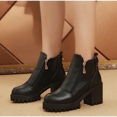 Upper Material:PU Boot Height:Ankle Closure Type:Zip Boot Type:Basic Toe Shape:Round Toe Heel Height:High (5cm-8cm) Heel Type:Square heel Model Number:women boots HTD1067 Season:Spring/Autumn Insole Material:PU Pattern Type:Solid Outsole Material:Rubber With Platforms:Yes Platform Height:0-3cm is_handmade:Yes Lining Material:Short Plush Shaft Material:PU Fit:Fits true to size, take your normal size Fashion Element:Platform Department Name:Adult Item Type:Boots Pu Pu, Buy Womens Boots, Casual Blazer Women, Backless Long Dress, Pu Boots, Zipper Heels, Chunky High Heels, Platform Ankle Boots, Round Toe Heels