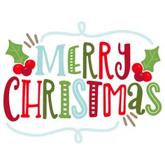 merry christmas lettering with holly leaves and berries