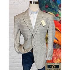 New Joseph Abboud For Nordstrom 43l Excellent Condition: New With Tags, No Holes, Stains Or Tears Retail Price: $525 Size: 43l Color: Beige And Gray Houndstooth - Beautiful! Features: Single Breast, Three Button, Fully Lined, Double Vented, Inside Pockets, 4 Button Sleeve Seasons: All Seasons Material & Care: Silk And Wool, Dry Clean Only Measurements: Please See Photos For Measurements And Compare To What You Own. We Are Happy To Provide Additional Measurements Before You Make Your Purchase. Ly Tailored Sport Coat With Houndstooth Pattern And Lapel Collar, Luxury Long-sleeve Houndstooth Blazer, Custom Fit Single Breasted Blazer For Fall, Luxury Houndstooth Long Sleeve Blazer, Custom Fit Business Outerwear For Fall, Custom Fit Outerwear For Business In Fall, Single Breasted Blazer For Fall, Business Outerwear For Fall, Luxury Tailored Houndstooth Outerwear