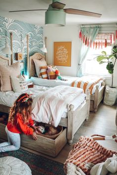 Vintage Girls Rooms, Casa Hobbit, Shared Girls Room, Nesting With Grace, Kids Shared Bedroom, Shared Girls Bedroom, Shared Kids Room, Shared Bedroom, Shared Room