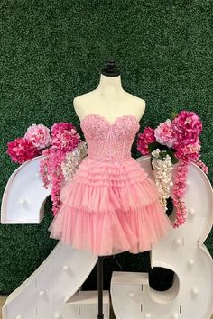 sweetheart lace appliques tiered ruffles tulle A-line short homecoming dress sweet 16 dress #homecoming2023 Dress Sweet 16, Tulle Dress Short, Sweet 16 Dress, 16 Dress, Date Dresses, Corset Bodice, A Line Shorts, Short Homecoming Dress, Sweet 16 Dresses