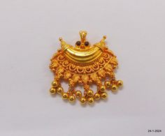 Traditional Design 22kt Gold Pendant Necklace From India, Great Handmade Design Adorn With Gold Bells, Good For Jewellery Collection. Best Gift Item For Your Loved Ones. Daily Or Party Wear, Easy To Wear. Height max. - 3.85 cm (1.5 inches) width max.- 2.54 cm (1 inches) weight - 3.95 grams material - 22kt Yellow gold. handmade - yes Gold Hallmarked Chandbali Temple Necklace, Yellow Gold Pendant Temple Necklace For Festive Occasions, Yellow Gold Temple Necklace With Pallu As A Gift, 22k Yellow Gold Temple Necklace, Festive Yellow Gold Pendant Temple Necklace, 22k Gold Round Temple Necklace For Puja, Festive 22k Gold Temple Necklace With Pendant, Yellow Gold Temple Necklace With Latkans, Gold Meenakari Temple Necklace For Puja