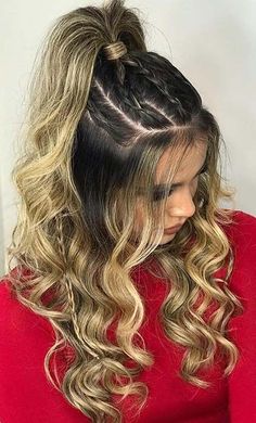 Half Up Ponytail, Up Ponytail, Prom Hair Up, Hairstyle For Prom, Half Up Half Down Hair Prom, Hairstyle Tutorials, Braided Half Up, Fishtail Braid, Box Braid