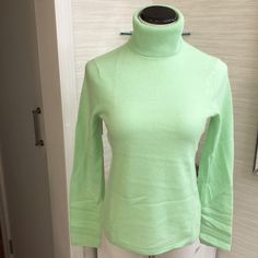 Mint Green. Sz Small. Flawless, New. Unworn. Ribbed Turtleneck, Cuffs And Hem. Kept In A Smoke-Free Home. Lord & Taylor, Beautiful Quality. 2-Ply Cashmere. Spring Green Cozy Fit Top, Cozy Fit Green Top For Spring, Fitted Cashmere Tops For Winter, Spring Cashmere Turtleneck Top, Winter Stretch Cashmere Tops, Stretch Cashmere Tops For Winter, Team Ideas, Green Turtleneck, Cashmere Turtleneck