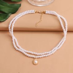 Fashion Ladies Pendant Necklace Double Layer Pearl Necklace Necklace: 14" +1.5" Pendant: 1.7cm Stock Id: Tja18-08- Gold Coin Choker, Coin Choker, Layer Chain, Layered Pearl Necklace, Lucky Charm Necklace, Jewelry Girl, Trending Necklaces, Ceramic Necklace, Sterling Silver Cross Pendant