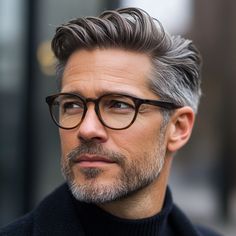 Top Hairstyles for Gray Hair Men Over 50 | New Looks Men With Gray Hair, Gray Hair Men, Hair With Glasses, Hairstyles For Gray Hair, Grey Hair And Glasses, Stylish Mens Haircuts, Grey Hair Looks