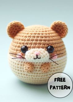 a small crocheted stuffed animal is shown with the caption free pattern below