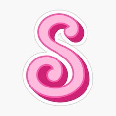 the letter s sticker is pink and has swirly spirals on it's sides