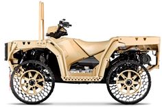 an off - road vehicle is shown with wheels and tires on the front, in white background