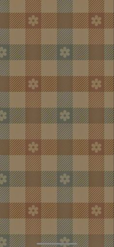 a brown and tan checkered wallpaper with small flowers on the bottom right corner