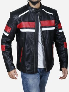 Racer Leather Jacket, Motorcycle Street, Street Racer, Black Leather Jacket Men, Cafe Racer Leather Jacket, Stylish Leather Jacket, Black Leather Moto Jacket, Retro Cafe, Cafe Racer Jacket