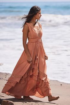 Santa Maria Maxi Dress | Free People Maxi Dress Boho Style, Cotton Maxi Dresses, Comfortable Maxi Dresses, Bohemia Dress, Bohemian Summer Dresses, Bohemian Style Clothing, Boho Style Outfits, Summer Beach Dress, Dresses Boho