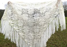 Hand crocheted ecru white openwork shawl Composition: 100% acrylic. Dimensions: 2.15 x 1.70 x 1.70 m + fringes 27 cm. Shawl set large, soft. Shawl is soft and elegant. Shawl is ready to ship. Handmade Lace Shawl In White, Handmade White Lace Shawl, White Crochet Lace Shawl, White Lace Bohemian Shawl, Bohemian White Crochet Shawl, Bohemian White Shawl With Fringe, White Bohemian Shawl With Fringe, Bohemian Cream Crochet Lace Shawl, Soft Shawl