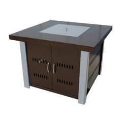 an outdoor fire pit with two doors and a sink in the center, on a white background