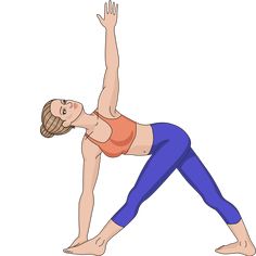 a woman doing yoga poses with her hands in the air