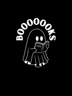 a ghost reading a book with the words booooots on it