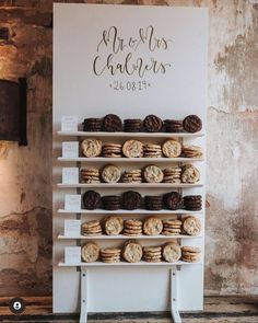 a bakery display with cookies and chocolate chip cookies