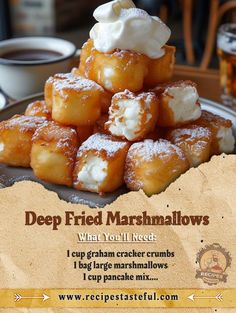 a pile of fried marshmallows sitting on top of a plate