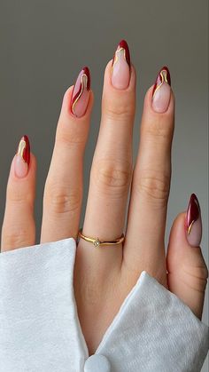 Get ready for the season with 20+ Fall Nails You Will Love This Year! Embrace cozy vibes with Pumpkin Nails and stunning Shellac Nails Fall Autumn looks. From Nails Summer to Fall transitions to trendy Hunter Green Fall Nails, you'll find the perfect inspiration here. Try out Pumpkin Spice Nail Designs, Red Fall Nails Ideas, and Brown With Chrome Nails for a chic touch. Don't miss Nail Art Designs Fall 2024 featuring Chestnut Nails and Autumn Nails Green and Orange. Explore New Nail Trends Fa... Asian Inspired Nails, Red Nails Inspo Almond, 2024 Nails Summer, Grad Nails Almond, Red Dress Nails Ideas, Cherry Red Nails Almond, Nail Almond Ideas, Nails For A Red Dress, Wedding Red Nails