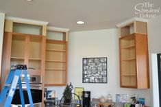 the kitchen is clean and ready to be used as a home office or work space