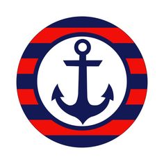 an anchor in a circle with red and blue stripes