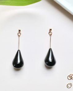 Black Teardrop Earrings Handmade Unique Modern Fashion - Etsy Cheap Black Resin Earrings, Teardrop Beads, Resin Earrings, Modern Fashion