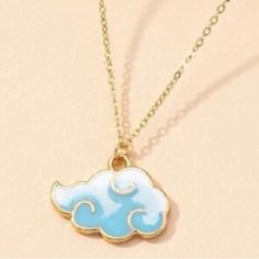 “Cumulus” Cloudy Sky Skies Blue & White Ombre Enamel Cumulonimbus Stratocumulus Celestial Meteorology Astronomy Astrology Kawaii Cosmos Cute Gold Necklace. This Cute Cartoon-Esque/Kawaii Gold Cloud Pendant Features Two-Tone Blue & White Swirling Enamel Colors. On A Gold Link Chain. Great For Kids, Teens, Or Adults. New. Measurements: Pendant Length: 0.8” Pendant Width: 1” Chain Length: 18” (+ 3” Extender Chain) If You Want It, Don’t Let It Get Away Send Me An Offer! I Love To Do Bundle Order Dis Blue Casual Jewelry With Adjustable Chain, Cute Gold Necklace, Cloud Pendant, Cloudy Skies, White Ombre, Gold Link Chain, Meteorology, Gold Link, Cloudy Sky