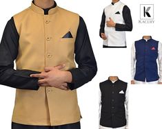 ★Men's Indian Fancy waistcoat Prettified with hand work on neck and Enhanced with Fancy button . ★Package included:1 Waistcoat ★ Fabric - Cotton Blend  ★Due to the different monitor and light effect, the actual colour of the item might be slightly different from the colour showed on the picture ★Garment care -Dry Clean Only  ★Jacket has three Pockets. ★Ideal for wedding, Eid, mehendi ceremony, any religious functions, Bollywood theme & birthday party. These kurta sets are also known as Indian, Pakistani Men's shalwar- salwar Kameez, sherwani, men kurta pajama, kurta with churidar. ♥RETURN POLICY -Buyer pays return postage ,we don't accept return if item tag is removed .please dont remove tag if you are not happy with the item . ★we dispatch in two working days . ★Item will be sent to you u Traditional Nehru Jacket For Semi-formal Transitional Season, Traditional Nehru Jacket For Diwali Semi-formal, Traditional Nehru Jacket For Diwali Semi-formal Occasion, Traditional Semi-formal Nehru Jacket For Diwali, Semi-formal Traditional Nehru Jacket For Eid, Elegant Sleeveless Nehru Jacket For Transitional Season, Sleeveless Nehru Jacket For Formal Festive Occasions, Festive Sleeveless Nehru Jacket For Formal Occasions, Indian Waistcoat