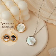 Mother of Pearl Photo Locket Necklace Handmade gift . Use your actual photo for this locket. can be inserted into the locket's frame to carry your most precious photos, memories and other treasures. The Photo Locket Necklace can also engraved the text on Back of Locket Pendant. It is perfect gift for your loved one. Our jewelry pieces come equipped with everything you need for gifting, a gift box included with every purchase at no additional cost. Method of production:  I will crop and process t Pearl Locket, Engraved Locket, Photo Locket Necklace, Photo Necklace, Cross Chain, Photo Locket, Christmas Gifts For Mom, Mom Birthday, Mom Birthday Gift