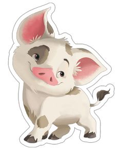 an animal sticker with a pig on it's face and ears, standing in front of a white background