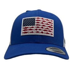 Columbia Pfg Fish Flag Authentic Snapback Trucker Hat Adjustable Cap High Crown Columbia Blue, Trucker Hat, Columbia, Accessories Hats, Blue White, Color Blue, Mens Accessories, Flag, Blue And White