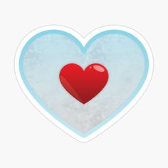 a red heart sticker on a white background in the shape of a blue heart