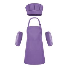 a purple apron and hat on a white background