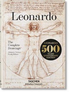 a book with an image of a man's body and the title leonardo